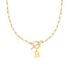 Fjorna | Women's Necklace Silver Stainless Steel Initial Pendant & Circle Lock Clasp 37