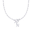 Fjorna | Women's Necklace Silver Stainless Steel Initial Pendant & Circle Lock Clasp 38