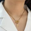 Fjorna | Women's Necklace Silver Stainless Steel Initial Pendant & Circle Lock Clasp 3