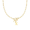 Fjorna | Women's Necklace Silver Stainless Steel Initial Pendant & Circle Lock Clasp 43