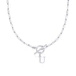 Fjorna | Women's Necklace Silver Stainless Steel Initial Pendant & Circle Lock Clasp 44