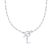 Fjorna | Women's Necklace Silver Stainless Steel Initial Pendant & Circle Lock Clasp 45