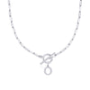 Fjorna | Women's Necklace Silver Stainless Steel Initial Pendant & Circle Lock Clasp 46
