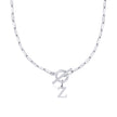 Fjorna | Women's Necklace Silver Stainless Steel Initial Pendant & Circle Lock Clasp 48