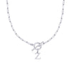 Fjorna | Women's Necklace Silver Stainless Steel Initial Pendant & Circle Lock Clasp 48