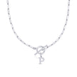 Fjorna | Women's Necklace Silver Stainless Steel Initial Pendant & Circle Lock Clasp 49
