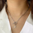 Fjorna | Women's Necklace Silver Stainless Steel Initial Pendant & Circle Lock Clasp 4
