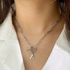 Fjorna | Women's Necklace Silver Stainless Steel Initial Pendant & Circle Lock Clasp 4