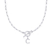 Fjorna | Women's Necklace Silver Stainless Steel Initial Pendant & Circle Lock Clasp 52