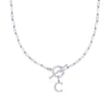 Fjorna | Women's Necklace Silver Stainless Steel Initial Pendant & Circle Lock Clasp 52