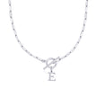 Fjorna | Women's Necklace Silver Stainless Steel Initial Pendant & Circle Lock Clasp 53