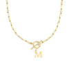 Fjorna | Women's Necklace Silver Stainless Steel Initial Pendant & Circle Lock Clasp 54