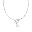 Fjorna | Women's Necklace Silver Stainless Steel Initial Pendant & Circle Lock Clasp 55