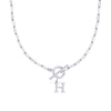 Fjorna | Women's Necklace Silver Stainless Steel Initial Pendant & Circle Lock Clasp 55
