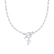 Fjorna | Women's Necklace Silver Stainless Steel Initial Pendant & Circle Lock Clasp 57
