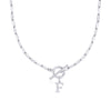 Fjorna | Women's Necklace Silver Stainless Steel Initial Pendant & Circle Lock Clasp 57