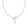 Fjorna | Women's Necklace Silver Stainless Steel Initial Pendant & Circle Lock Clasp 59