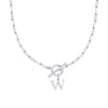 Fjorna | Women's Necklace Silver Stainless Steel Initial Pendant & Circle Lock Clasp 9