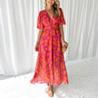 Fjorna | Women's Print Dress Blue Linen Cotton Summer Dress 0