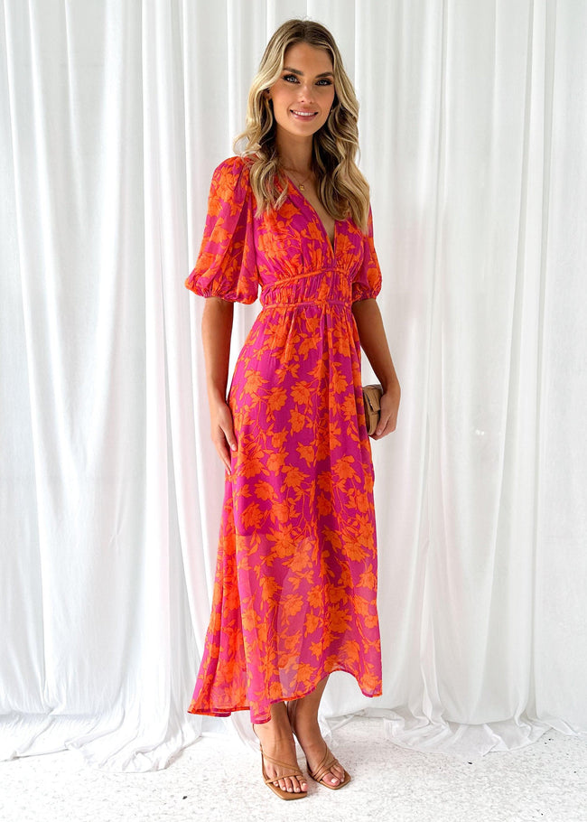 Fjorna | Women's Print Dress Blue Linen Cotton Summer Dress 1