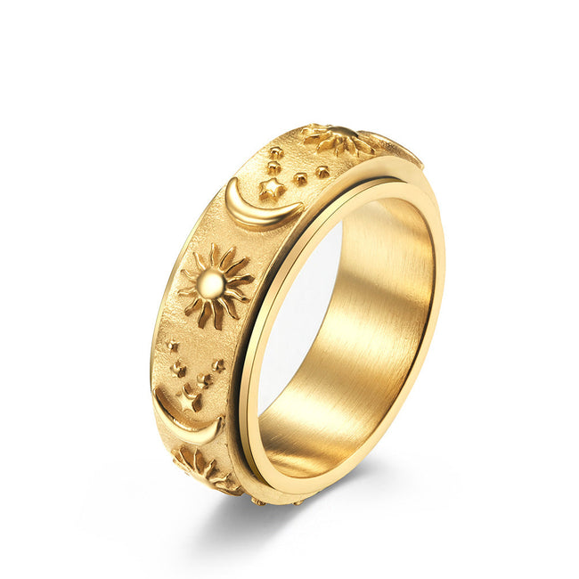 Fjorna | Women's Ring Gold Stainless Steel Celestial Design 0
