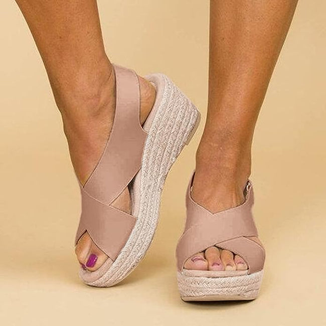 Fjorna | Women's Wedge Sandals Beige Suede 1
