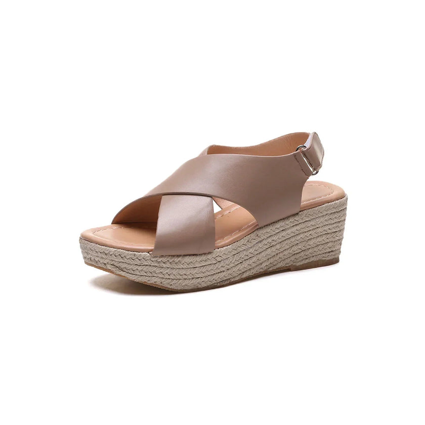 Fjorna | Women's Wedge Sandals Beige Suede 4
