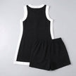 Flat-lay of FJØRNA women's summer two-piece A-line co-ord set featuring a matching top and skirt in light, breathable fabric.