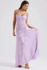 White floral lace-up maxi dress by FJØRNA featuring a flowing silhouette and intricate lace details.