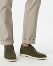 Men's deep green suede loafers by FJØRNA, classic slip-on shoes with a smooth suede finish and versatile style.