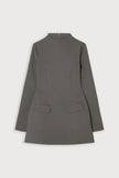 FJØRNA split sleeve mini dress in slate grey, showcasing a stylish dress with modern split sleeve design and fitted silhouette.