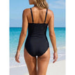 FJØRNA women's slim fit sculpting V-neck swimsuit, stylish swimwear for beach and pool, in a flattering design with smooth fabric.