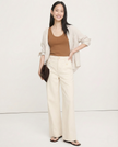 Women’s wide-leg cotton jeans by FJØRNA, high-waist pants with a relaxed fit and classic denim appearance.