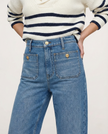 FJØRNA women's wide leg high waist cotton jeans, casual pants with a relaxed fit and classic denim style.
