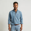 Men's FJØRNA long sleeve casual button-up shirt in a classic style, shown in a natural fabric and fit.