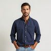 Men's FJØRNA long sleeve casual button-up shirt in classic design, displayed in a natural fabric and fit.