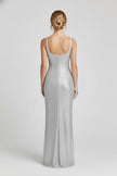 FJØRNA sequin slip dress for women with double straps, bodycon fit, hip-skimming style, shimmering fabric, elegant evening dress