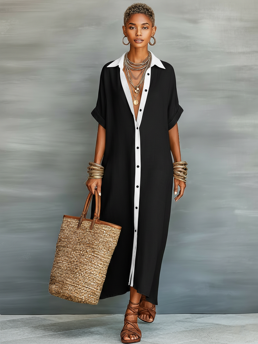 FJØRNA women's linen maxi dress with a flowy silhouette and sleeveless design, perfect for casual summer wear.