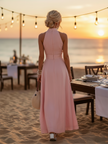 FJØRNA women's bohemian sleeveless cotton maxi dress with elegant resort style, perfect for summer and casual occasions.