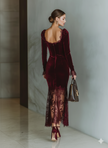 Burgundy Velvet Maxi Dress | Evening Dress
