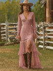White Lace V-Neck Maxi Dress | Evening Dress