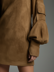 Suede Turtleneck Mini Dress Womens For Women