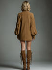 Suede Turtleneck Mini Dress Womens For Women