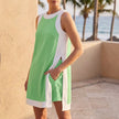Green summer two-piece women's co-ord set from FJØRNA featuring an A-line design and casual, stylish summer wear.