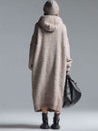 Grey Knit Floral Midi Dress For Women