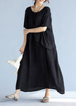 Gray linen cotton maxi dress by FJØRNA featuring a casual wedding dress style, flowing silhouette, and comfortable fabric.