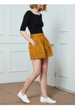 FJØRNA women's linen blend high waist elastic shorts, soft and breathable casual pants with a stylish fit.