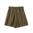 FJØRNA women's linen blend high waist elastic shorts, lightweight pants with a relaxed fit and comfortable design.