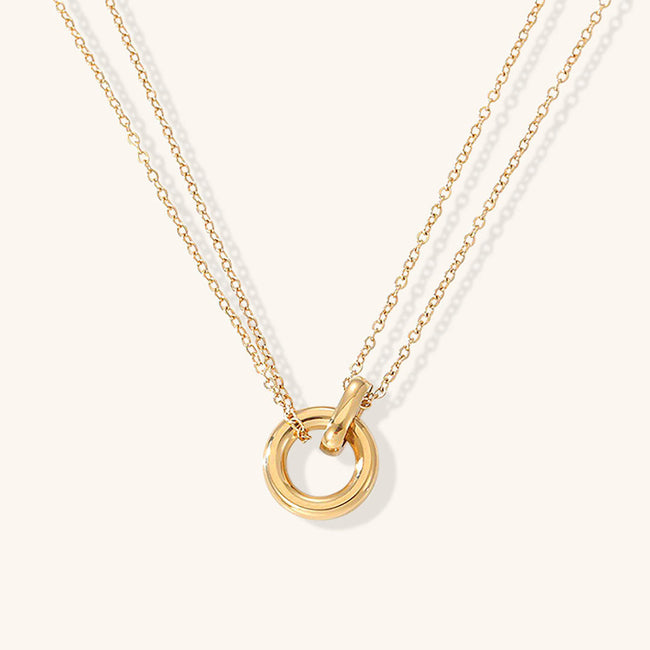 Lily | Dual-Tone Circle Necklace in 14K Gold & Silver