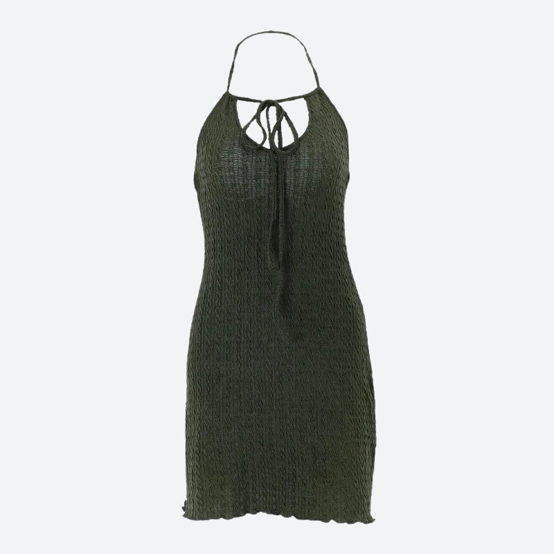 Halter Neck Knitted Women's Mini Dress - Party & Day Style